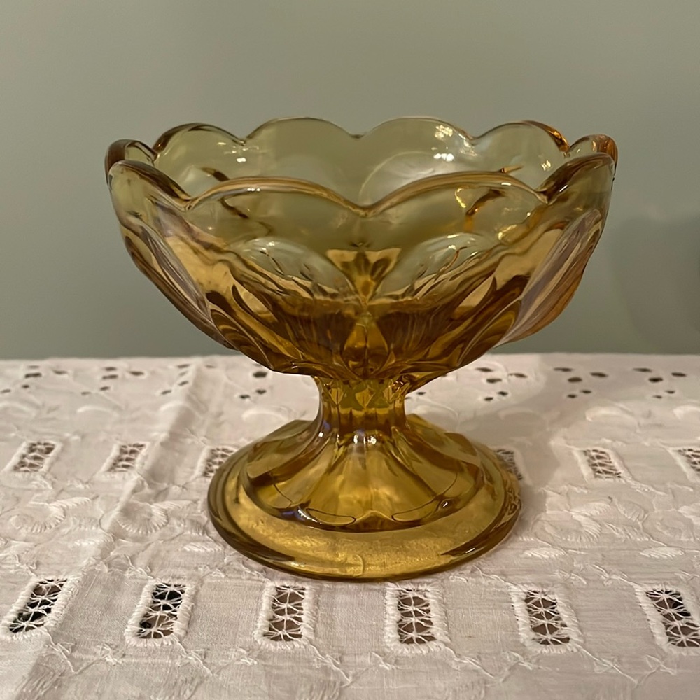 Vintage Candy Dish Gold Glass.
